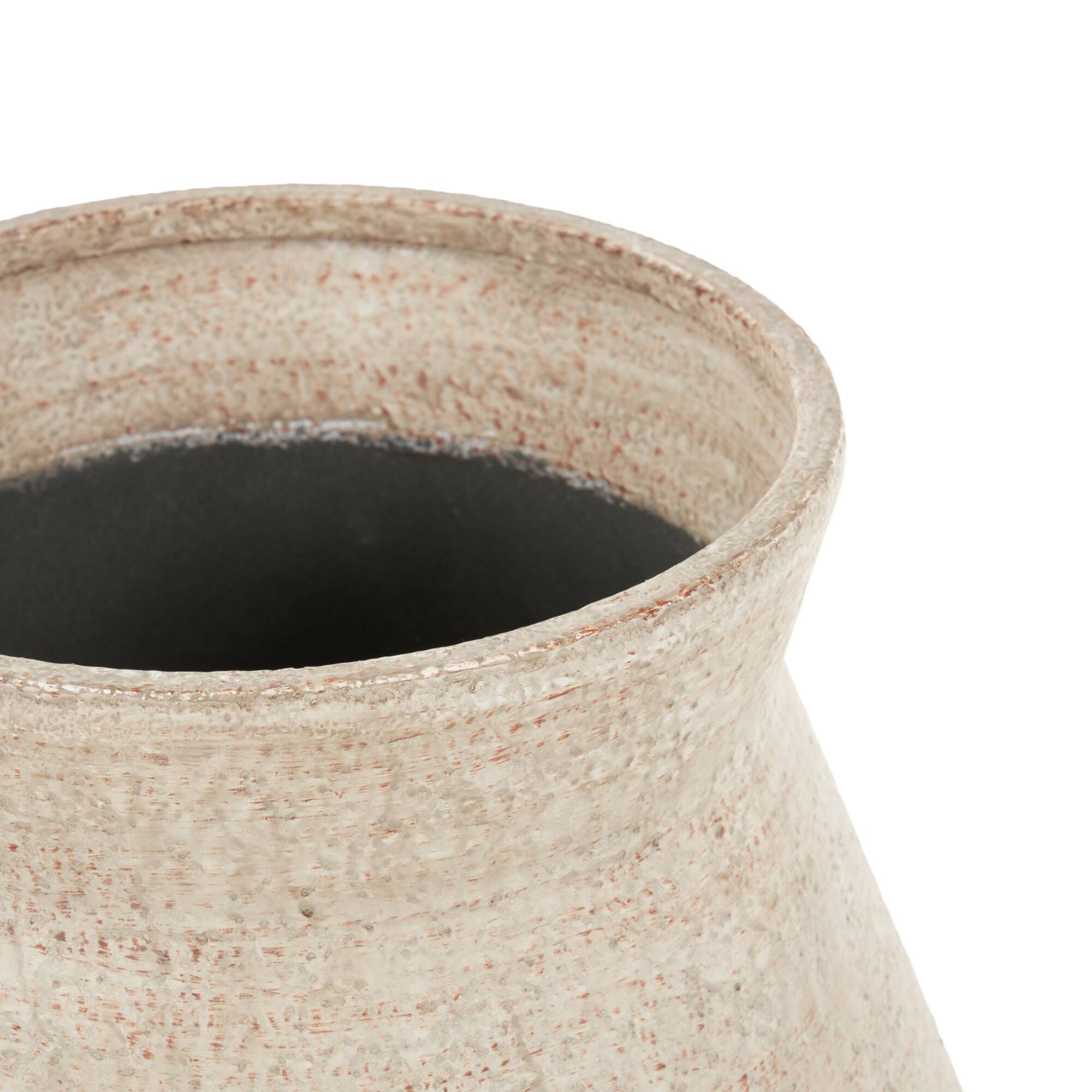 20" Beige Metal Wide Vase with Black Metal Stands
